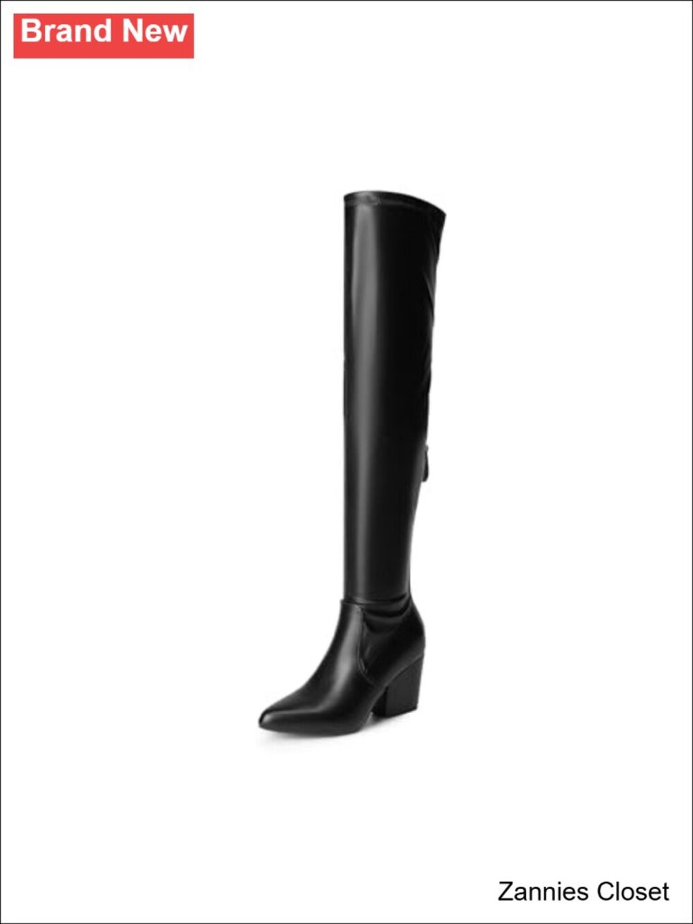 ✨ DREAM PAIRS Women's Over the Knee Boots Pointed Toe Block Heel Faux Leather